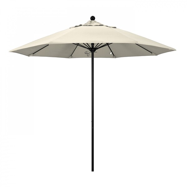 California Umbrella 9' Black Aluminum Market Patio Umbrella, Olefin Antique Beige 194061335604 - main